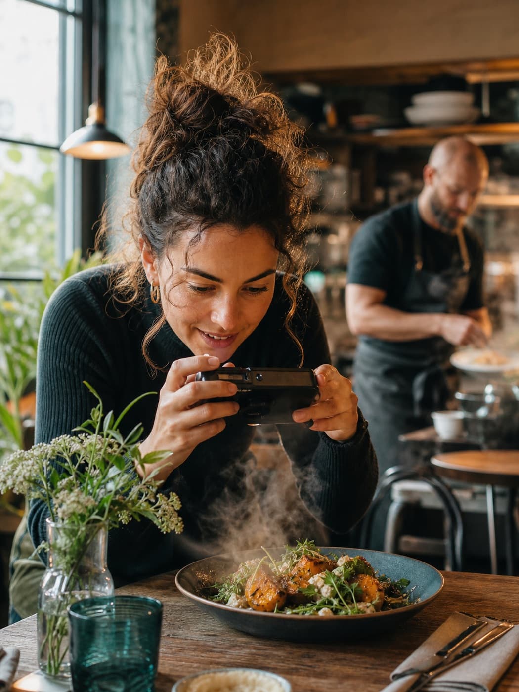 A creator working with a local hospitality business